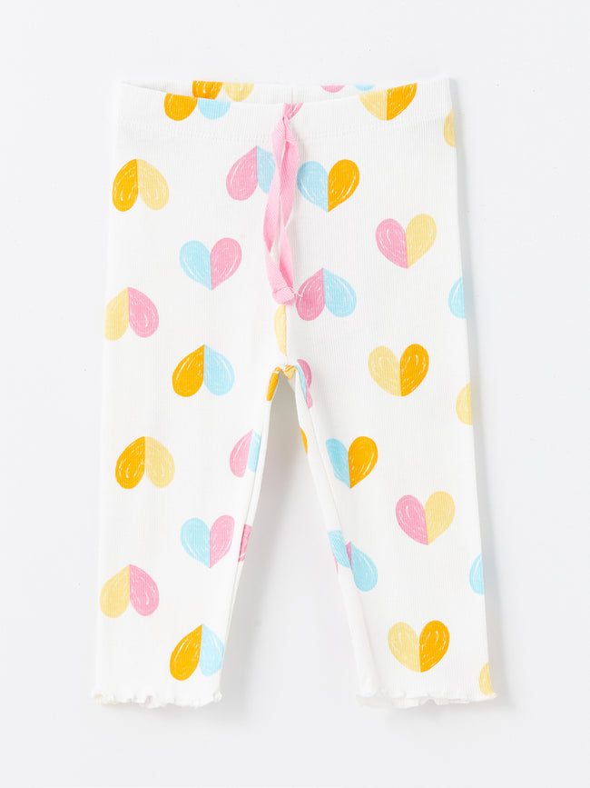 Printed Baby Girl Tights with Elastic Waist Hover Image