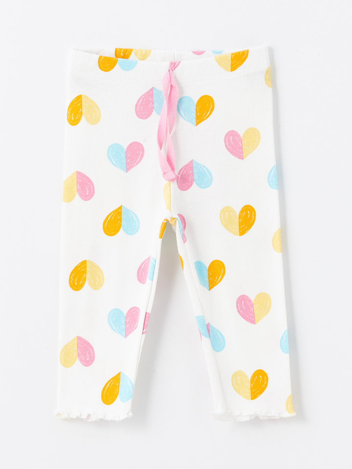 Printed Baby Girl Tights with Elastic Waist