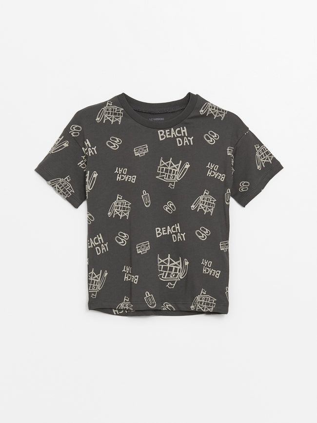 Crew Neck Short Sleeve Printed Baby Boy T-Shirt Hover Image