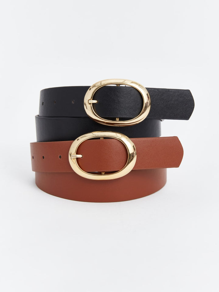 LCW ACCESSORIES

Brown Leather Look Women's Belt 2-Pack