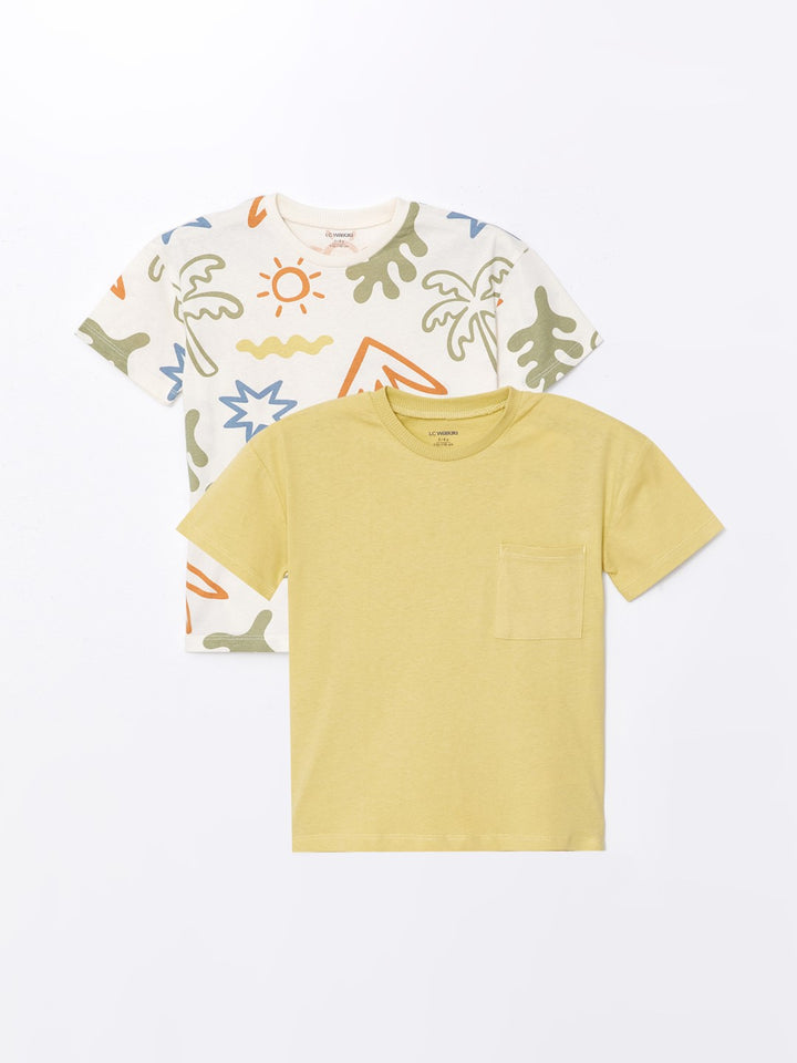 Crew Neck Short Sleeve Printed Baby Boy T-Shirt 2-Pack