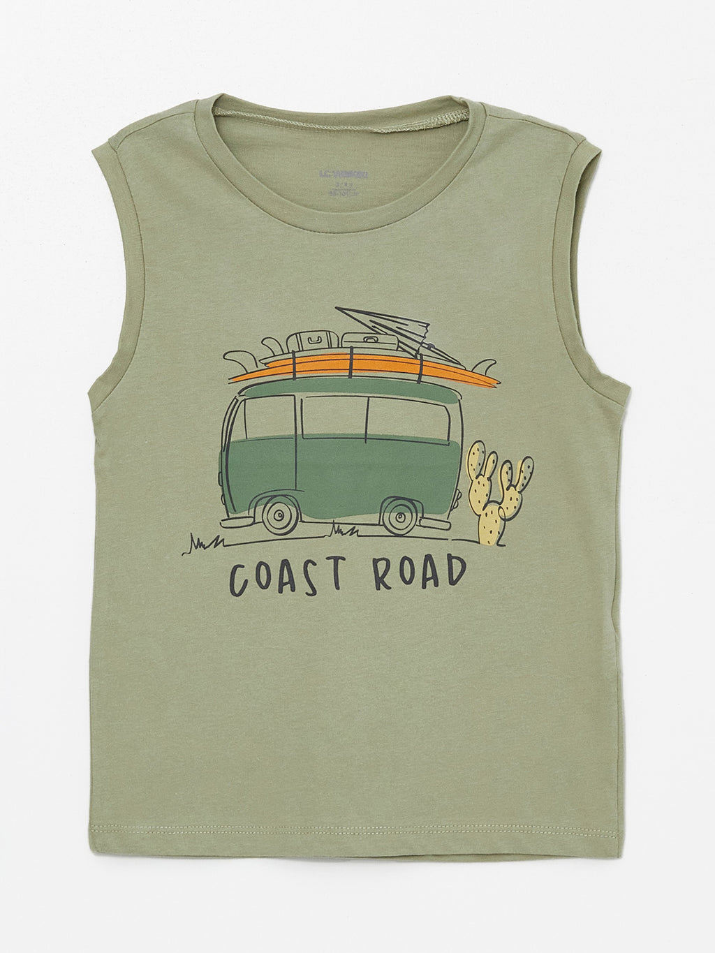 Crew Neck Printed Baby Boy Undershirt, Pack of 2