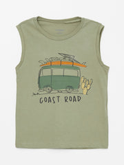 Crew Neck Printed Baby Boy Undershirt, Pack of 2