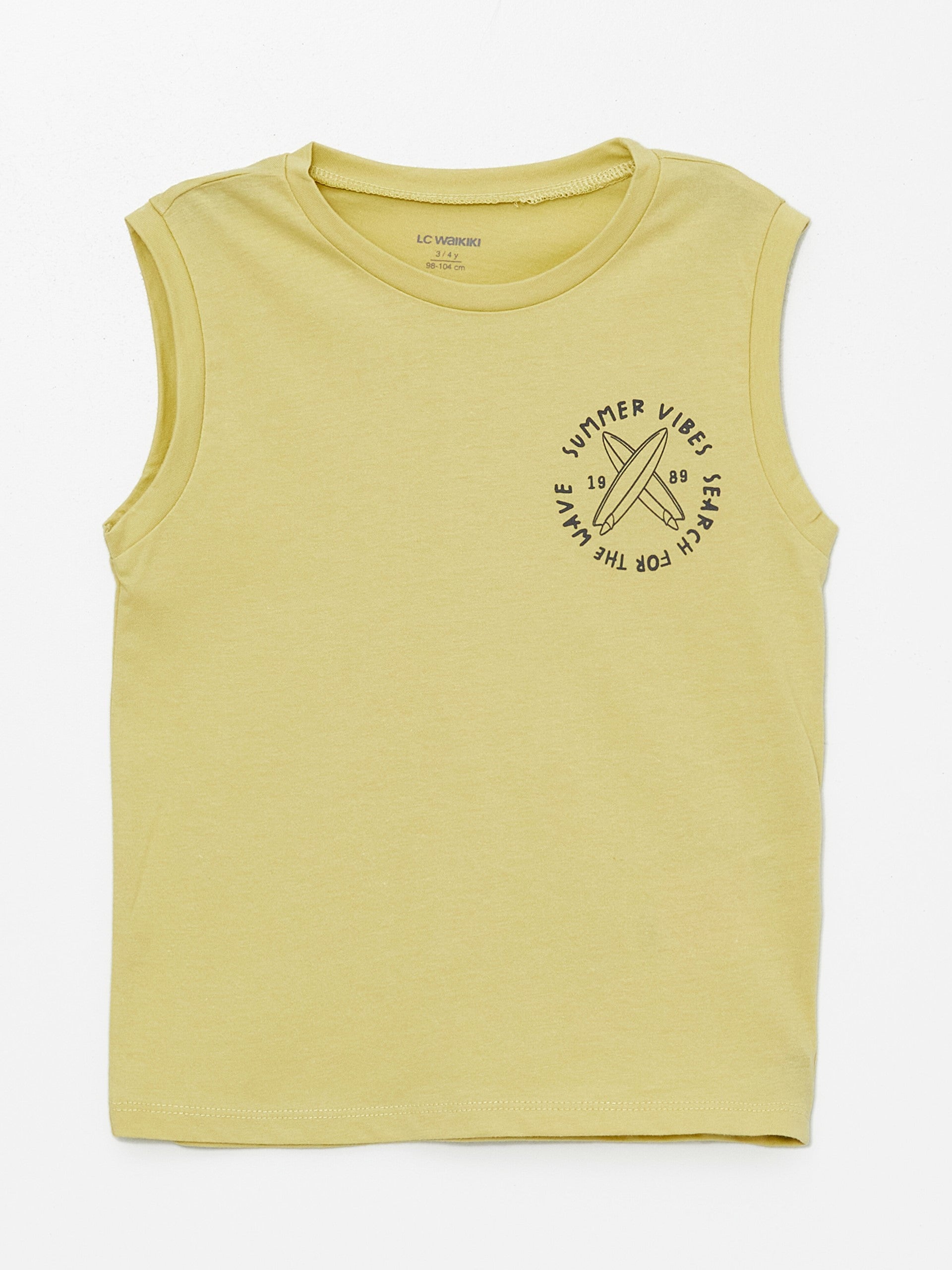 Crew Neck Printed Baby Boy Undershirt, Pack of 2