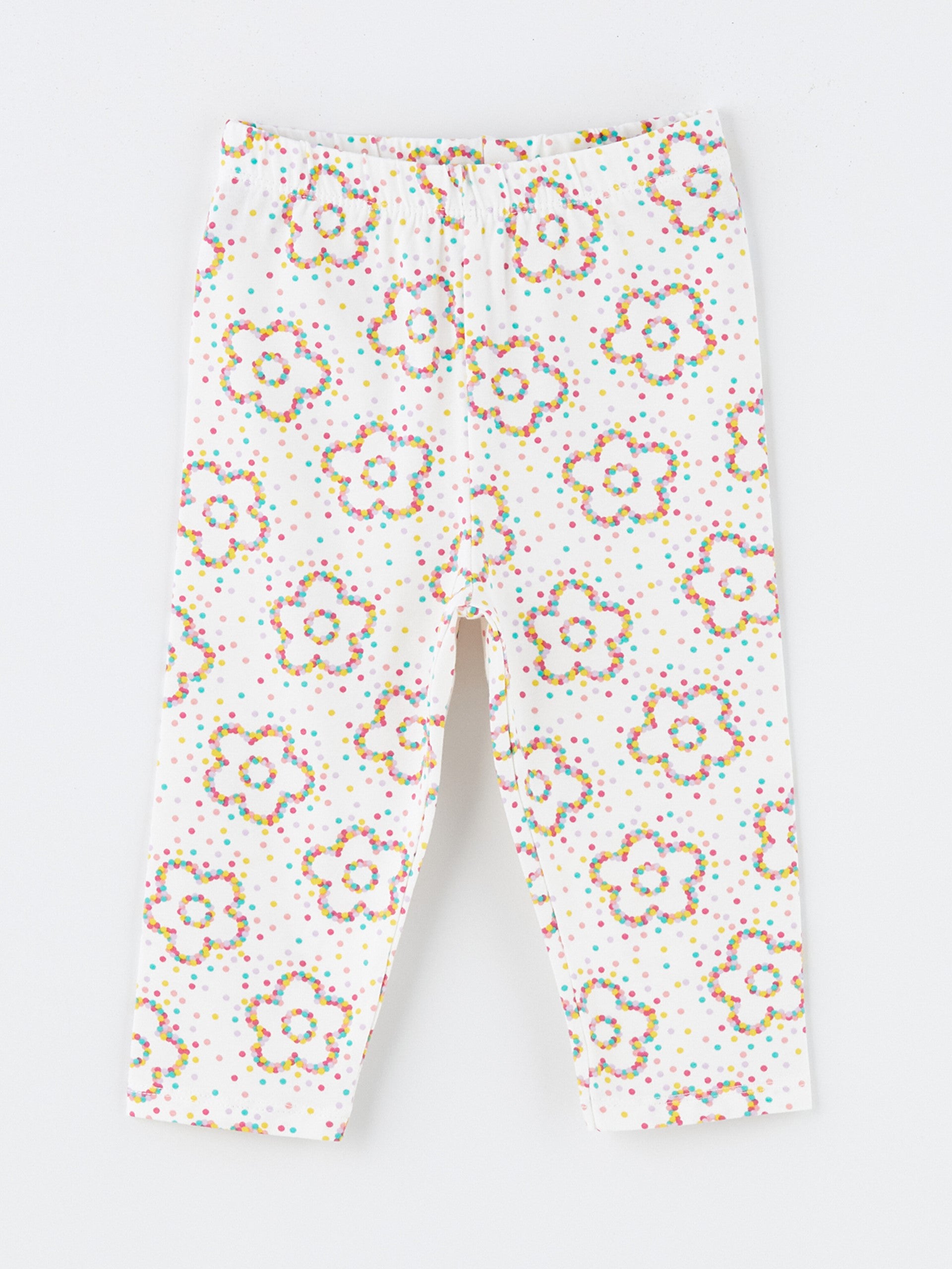 Elastic Waist Printed Baby Girl Tights, 2-Piece