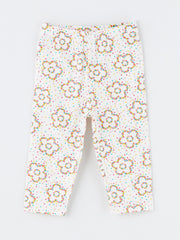 Elastic Waist Printed Baby Girl Tights, 2-Piece