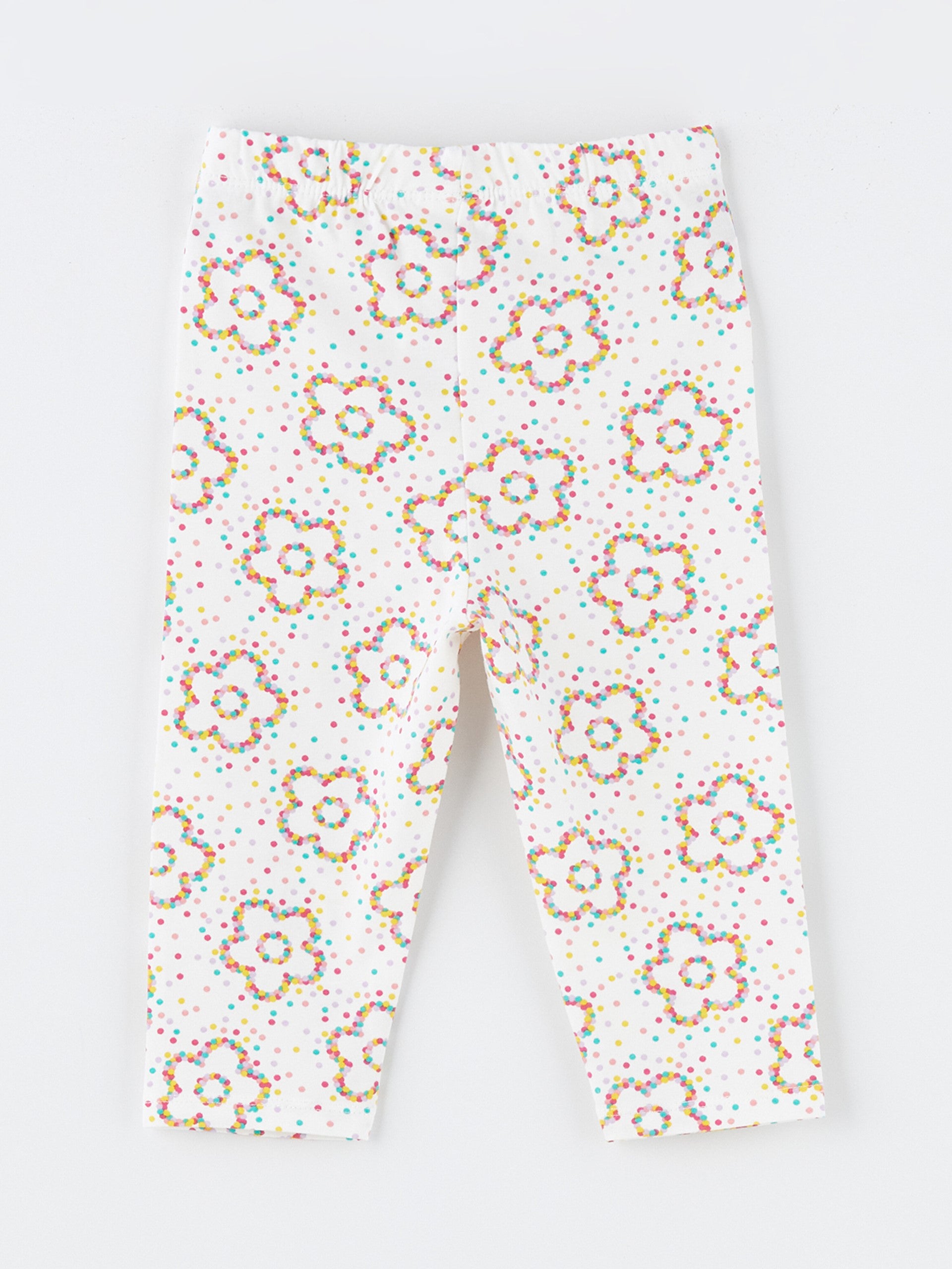 Elastic Waist Printed Baby Girl Tights, 2-Piece