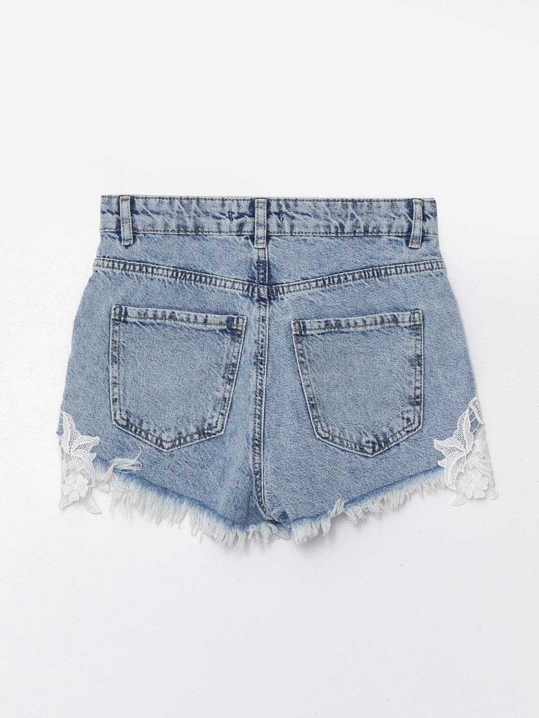 Standard Fit Lace Detailed Women's Jean Shorts