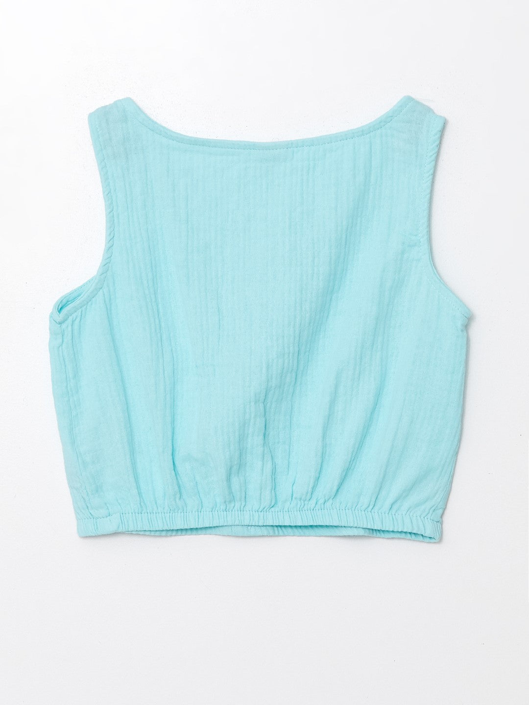 Crew Neck Girls Crop Blouse