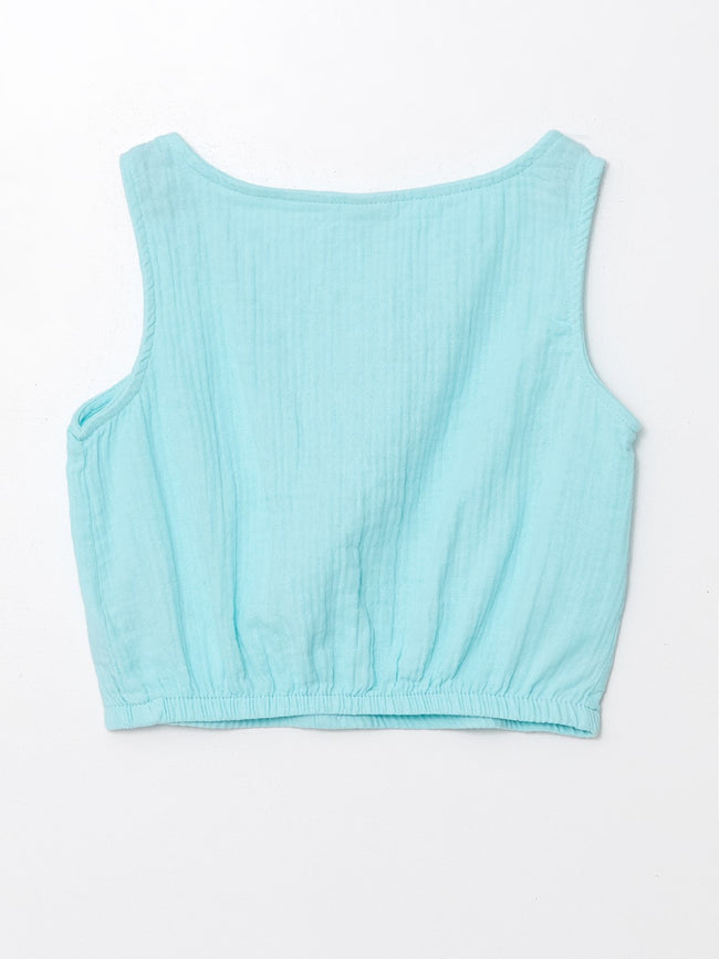 Crew Neck Girls Crop Blouse Main Image