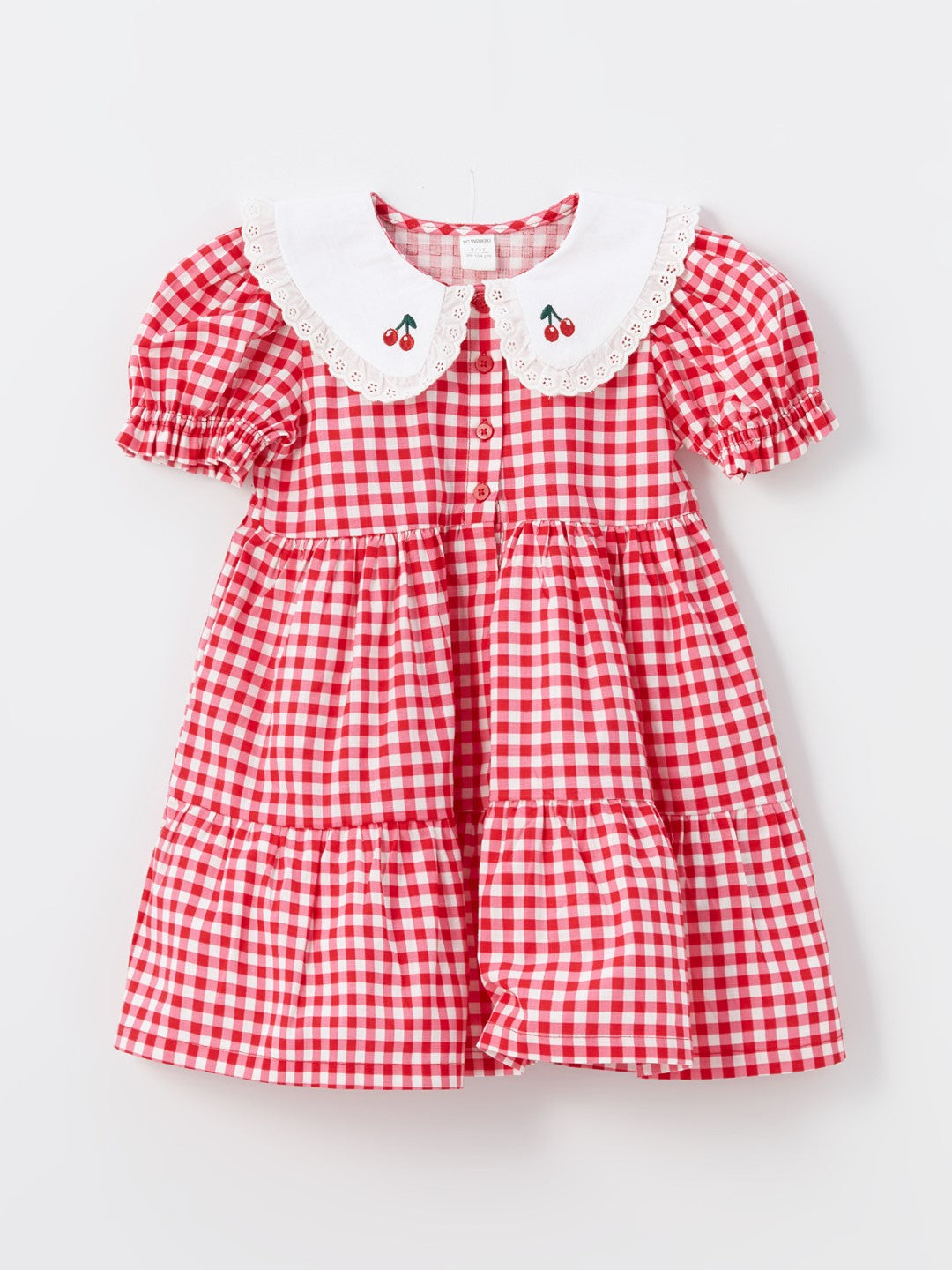 Baby Collar Short Sleeve Plaid Baby Girl Dress