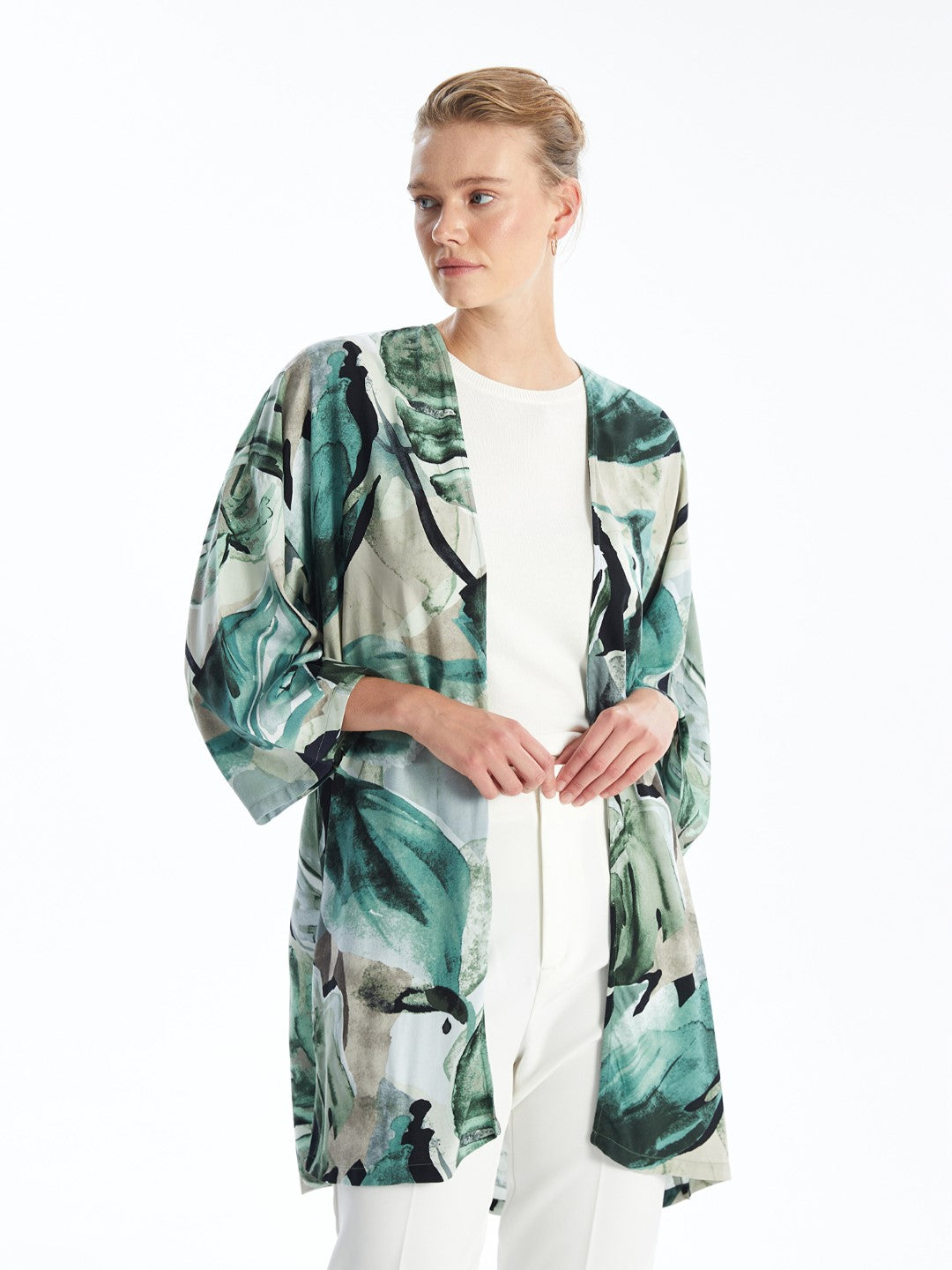 Shawl Collar Patterned Oversize Women's Kimono