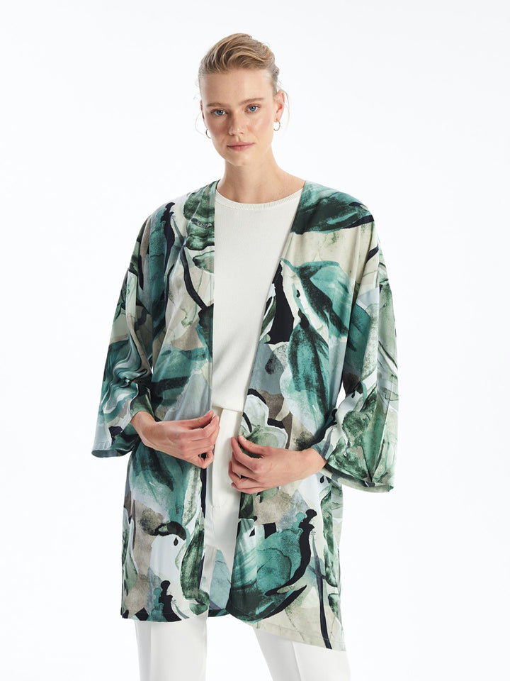 Shawl Collar Patterned Oversize Women's Kimono