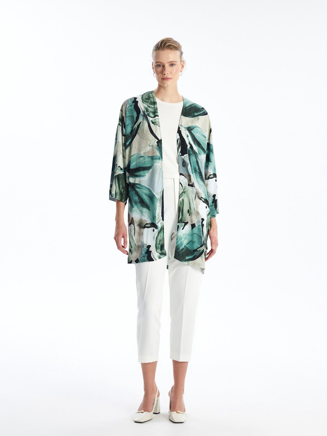 Shawl Collar Patterned Oversize Women's Kimono