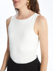 Women Crew Neck Plain Bodysuit