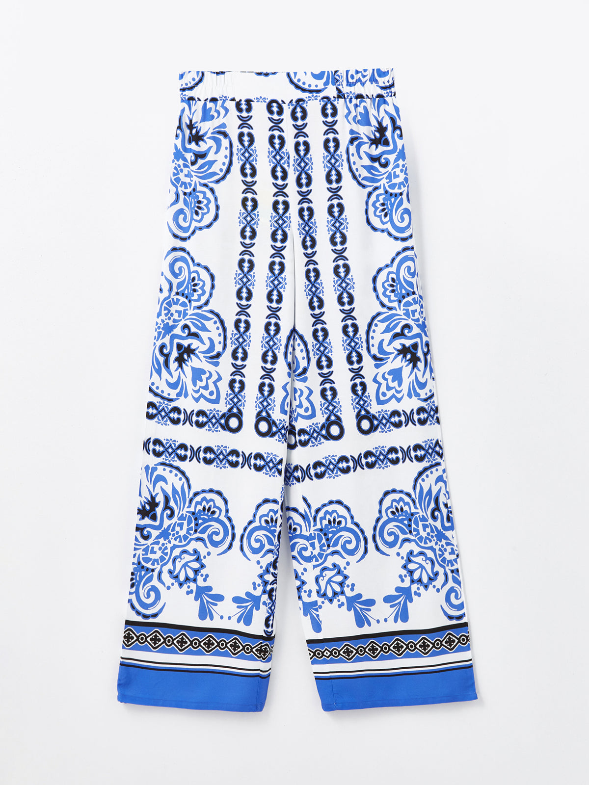 Comfortable Pattern Patterned Women Trousers with Elastic Waist