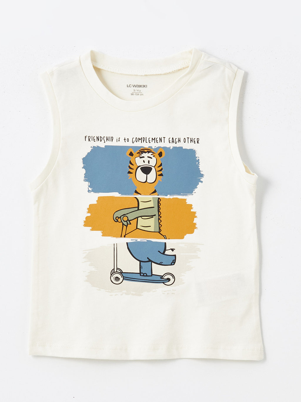 Crew Neck Printed Baby Boy Undershirt, Pack of 2