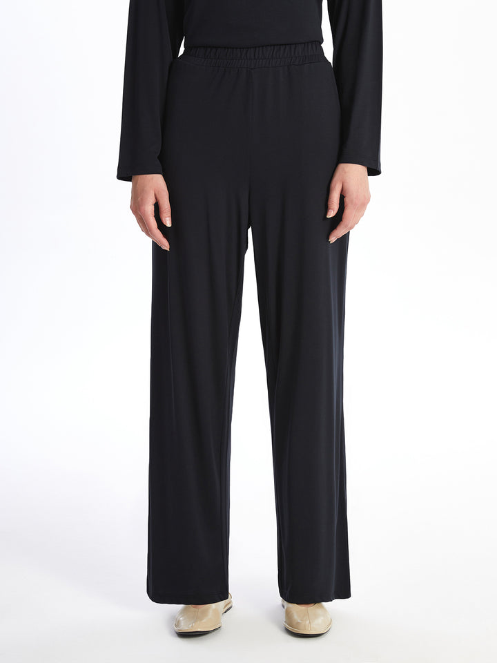 Straight Wide Leg Women Trousers with Elastic Waist