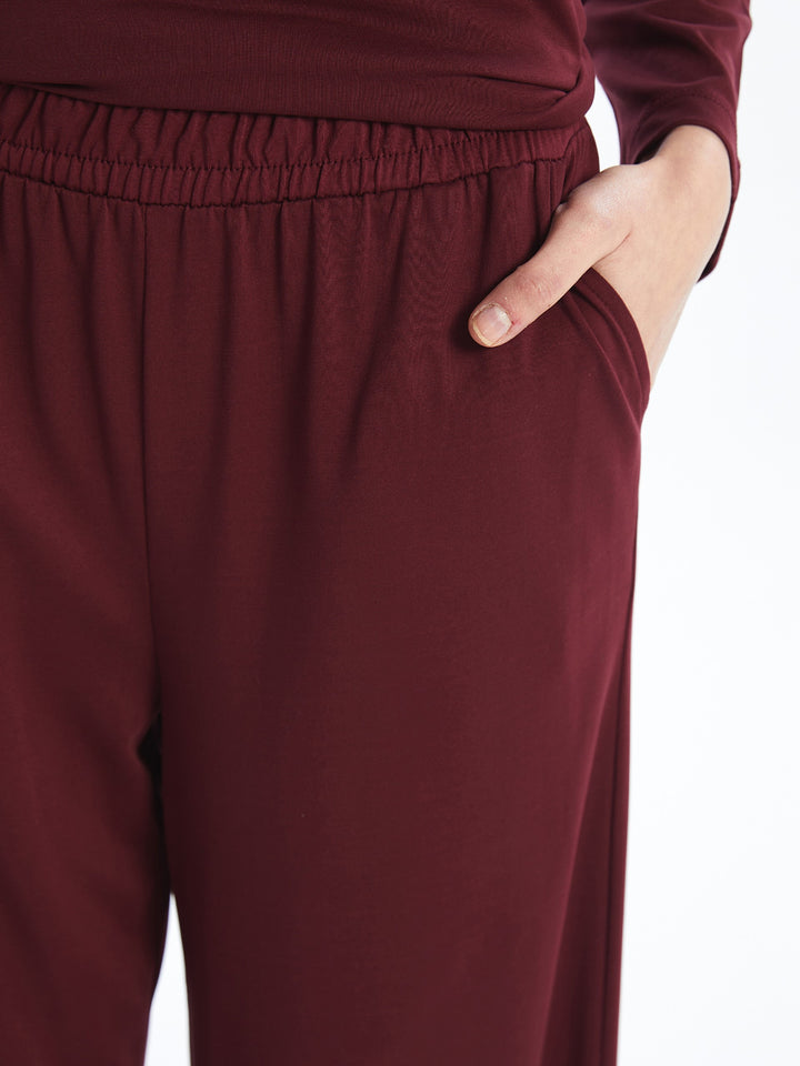 Straight Wide Leg Women Trousers with Elastic Waist