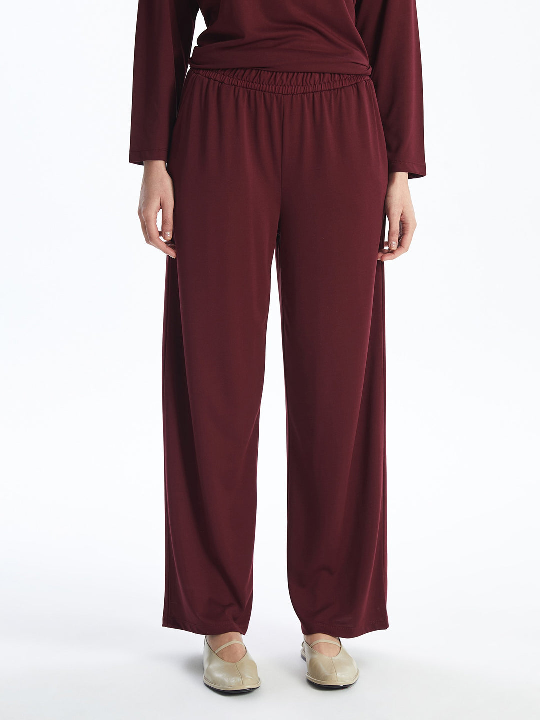 Straight Wide Leg Women Trousers with Elastic Waist