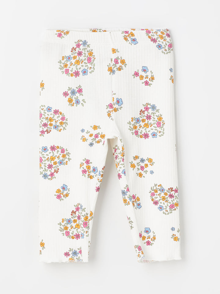 Floral Baby Girl Tights with Elastic Waist, 2 Pack