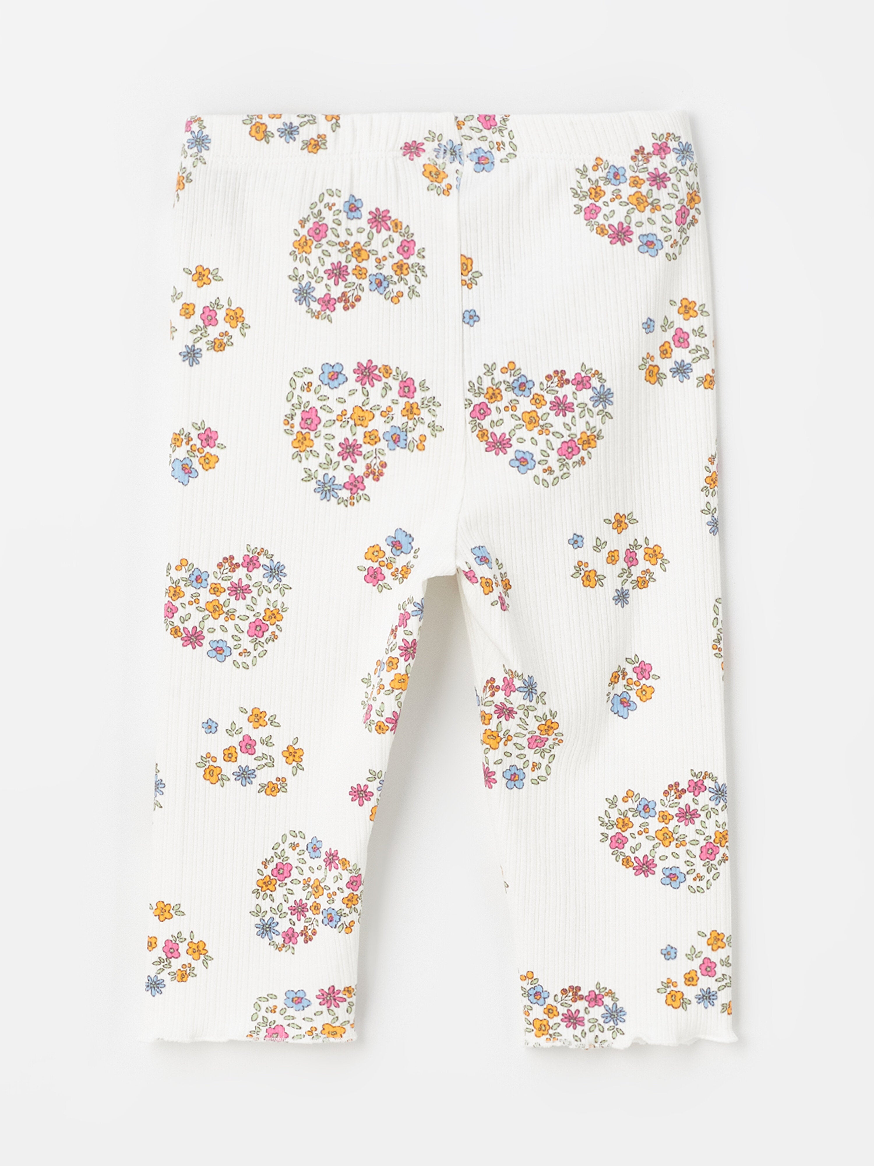 Floral Baby Girl Tights with Elastic Waist, 2 Pack