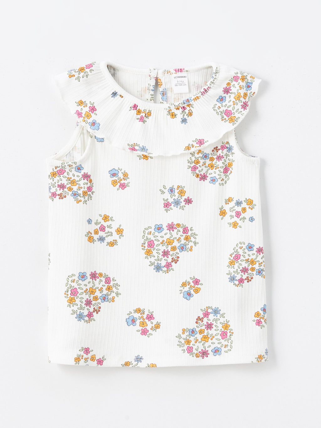 Crew Neck Sleeveless Floral Baby Girl Undershirt, Pack of 2