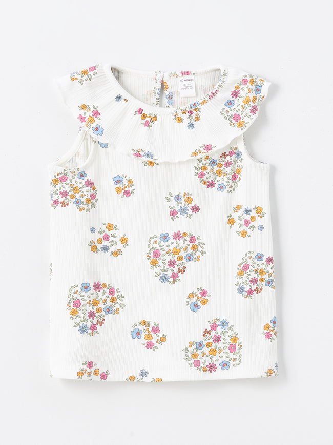 Crew Neck Sleeveless Floral Baby Girl Undershirt, Pack of 2 Main Image