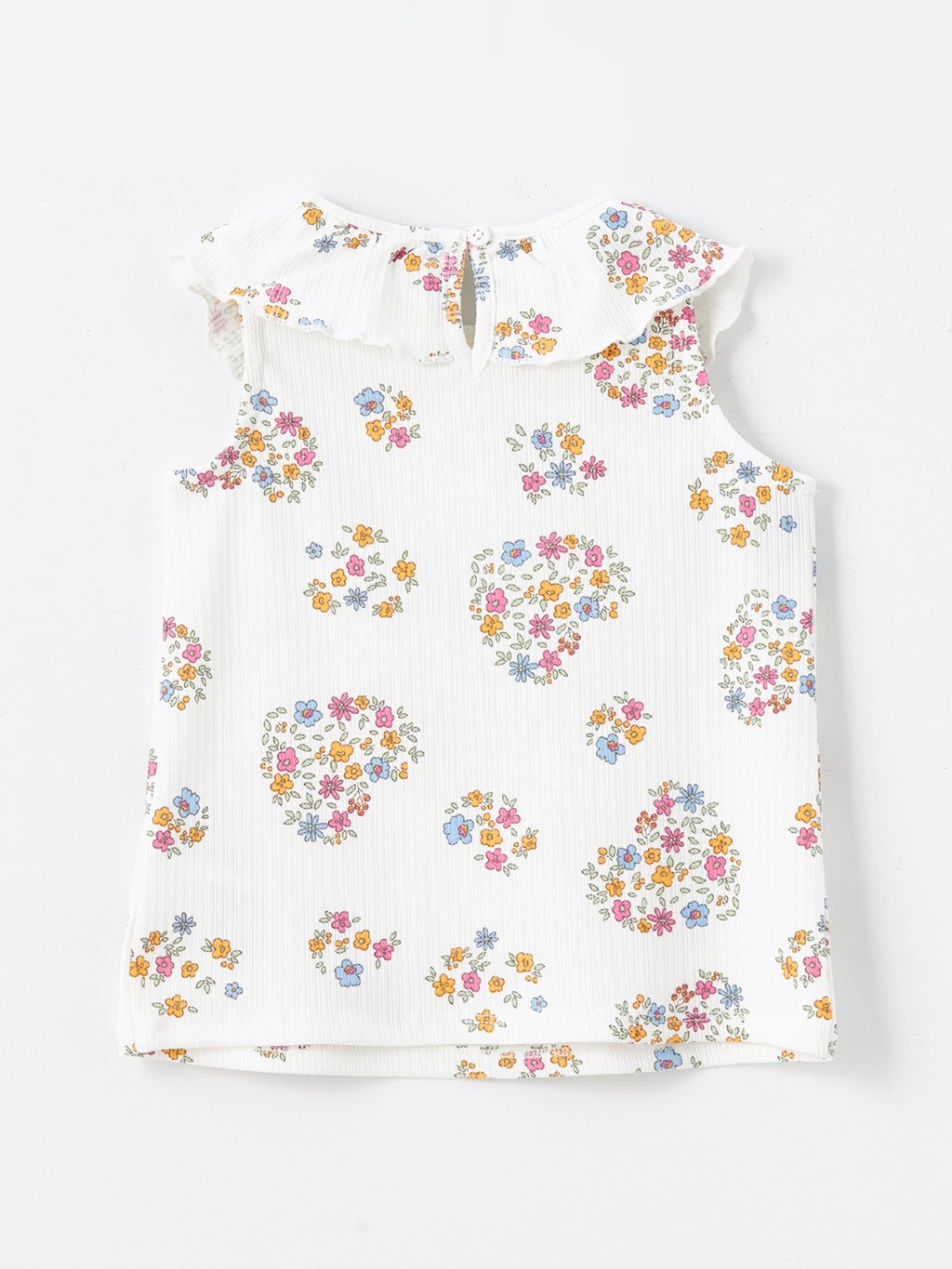 Crew Neck Sleeveless Floral Baby Girl Undershirt, Pack of 2