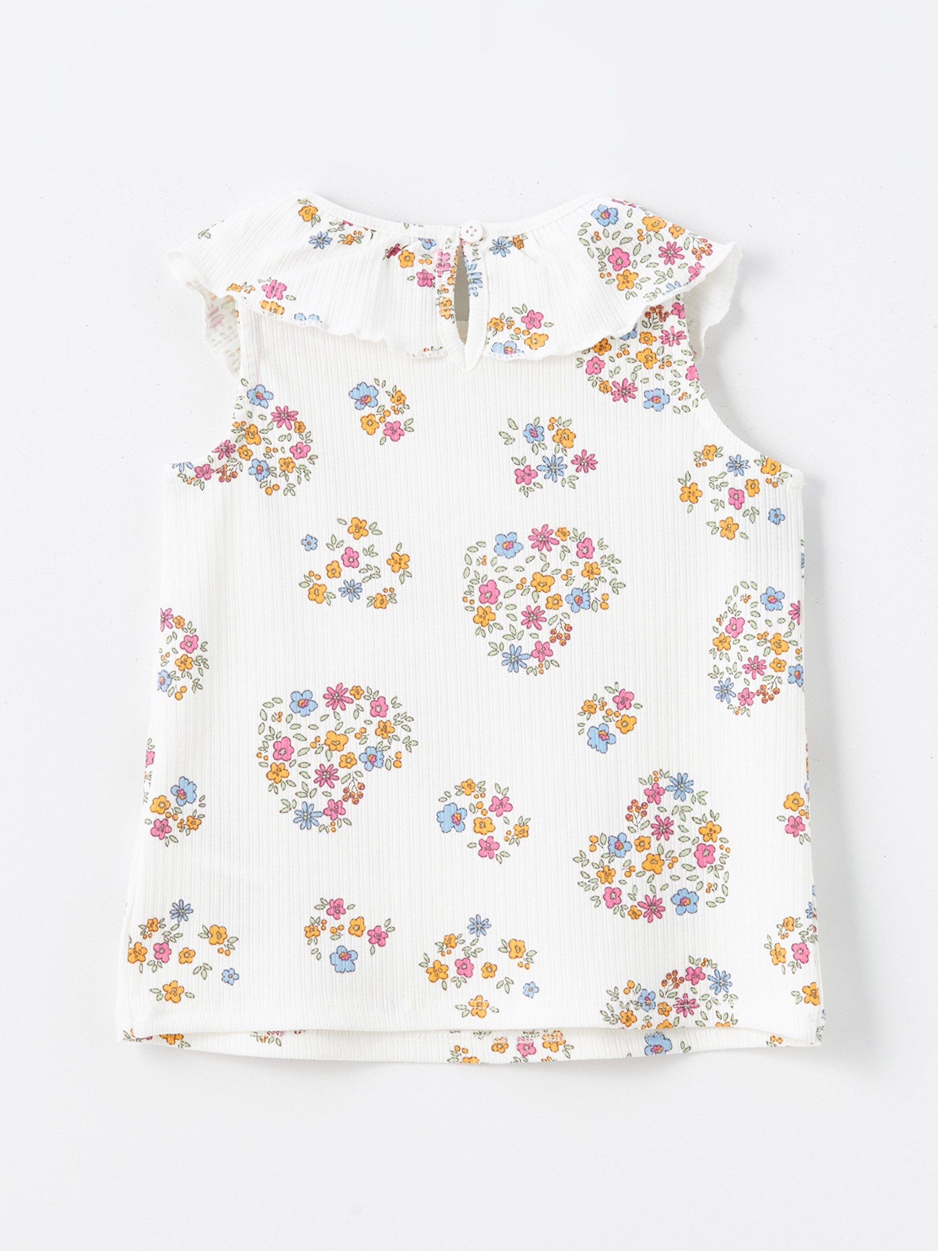 Crew Neck Sleeveless Floral Baby Girl Undershirt, Pack of 2