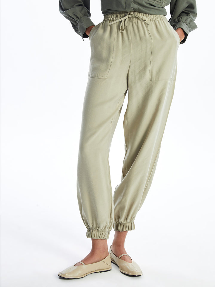 Women Elastic Waist Straight Jogger Pants