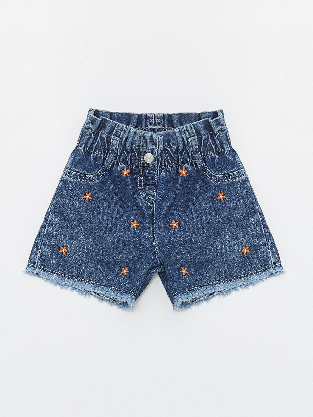 Basic Baby Girl Jean Shorts with Elastic Waist