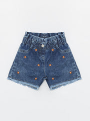 Basic Baby Girl Jean Shorts with Elastic Waist