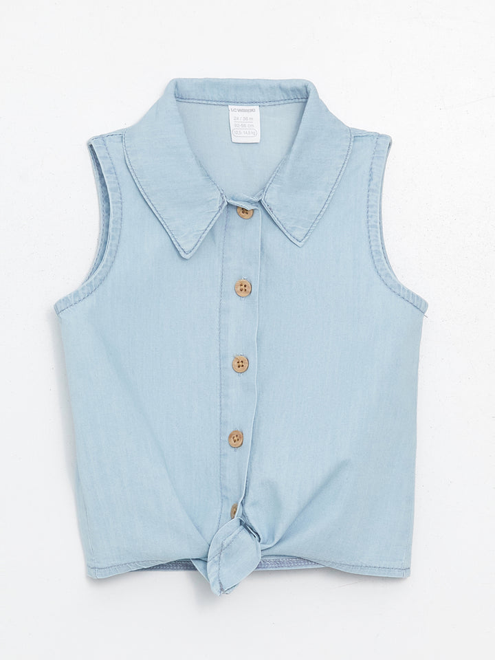 Basic Sleeveless Baby Girl Jean Shirt