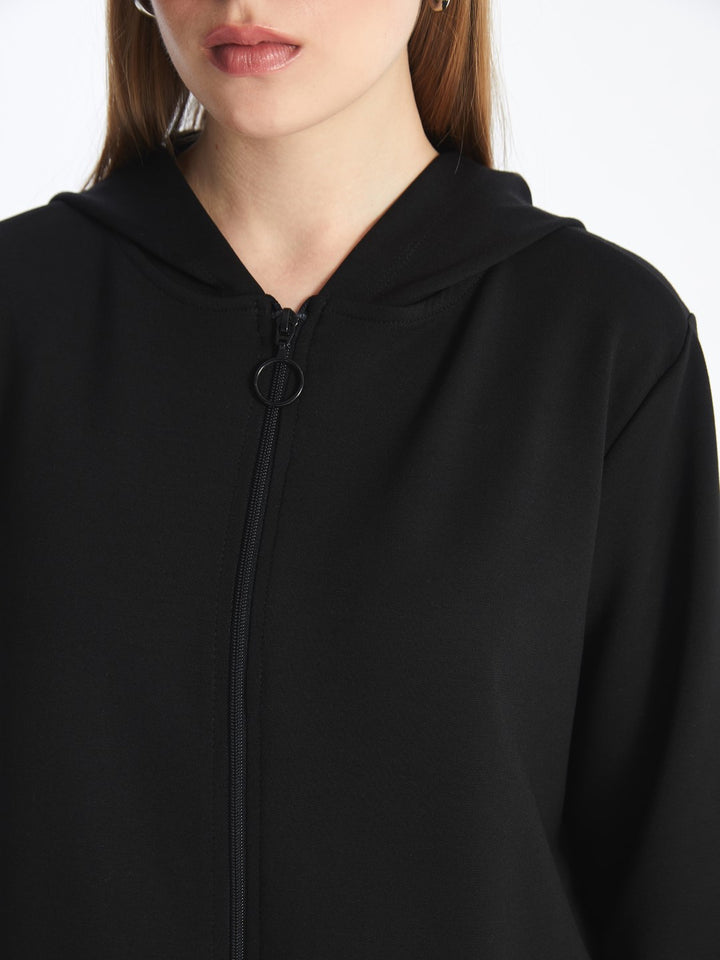 LCWAIKIKI Basic

New Black Hooded Plain Oversize Women's Zipper Sweatshirt