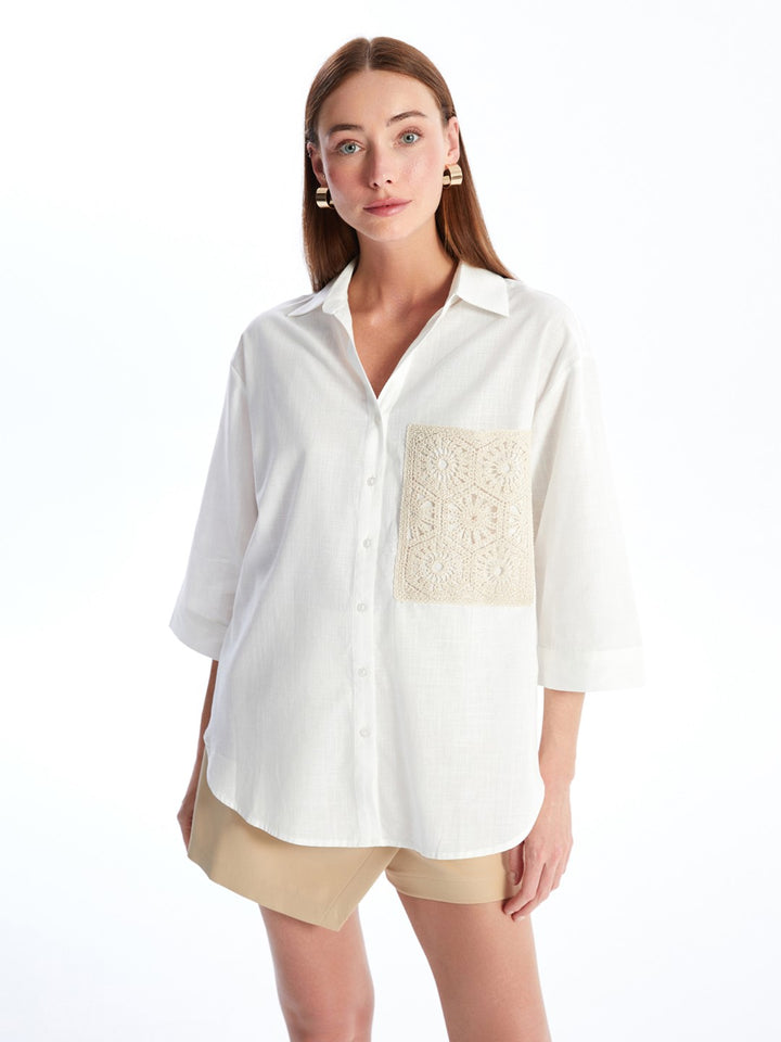 Crochet Detail Oversize Women's Shirt