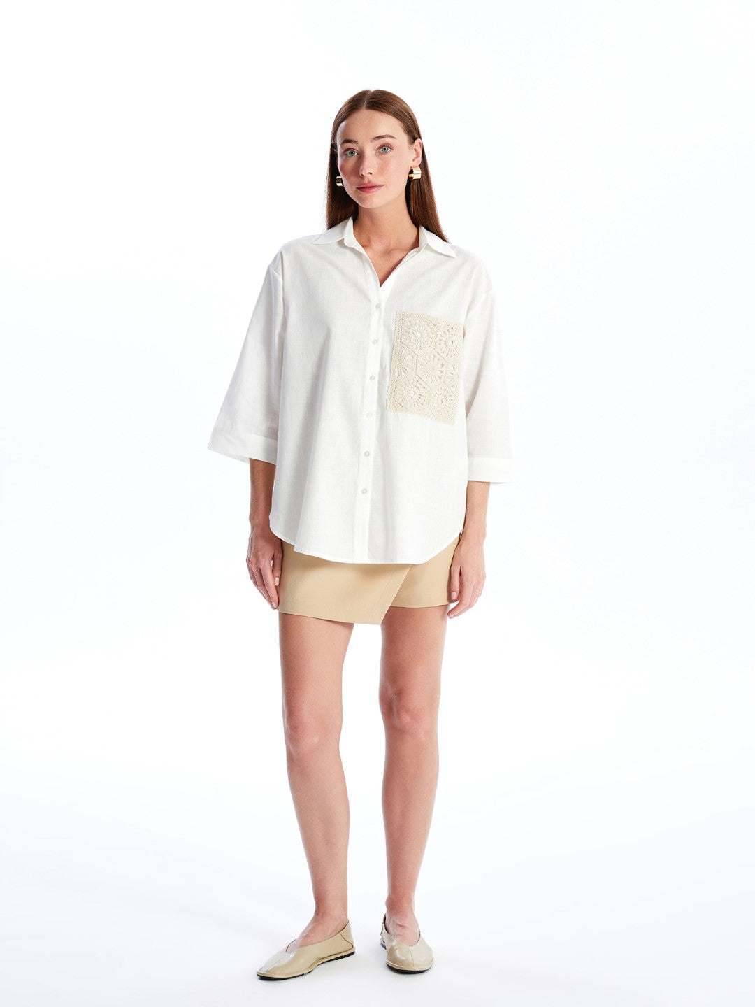 Crochet Detail Oversize Women's Shirt