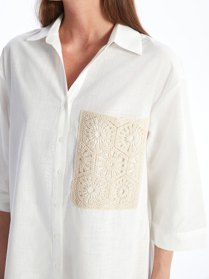 Crochet Detail Oversize Women's Shirt