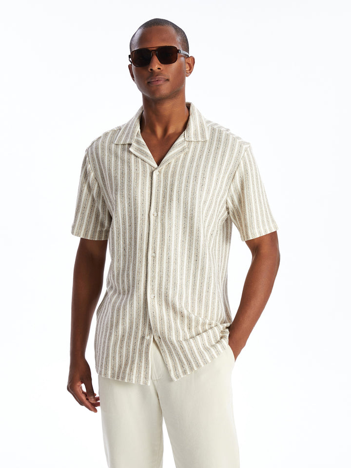 Regular Fit Short Sleeve Striped Men Shirt