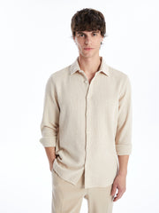 Slim Fit Long Sleeve Dobby Men Shirt