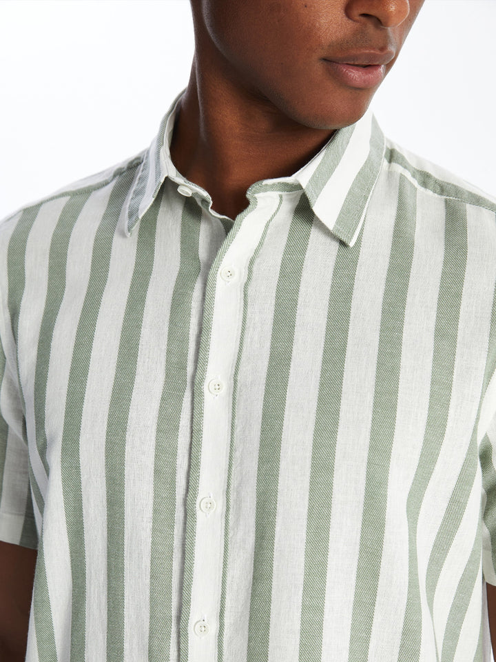 LCWAIKIKI Classic Regular Fit Short Sleeve Striped Men Shirt