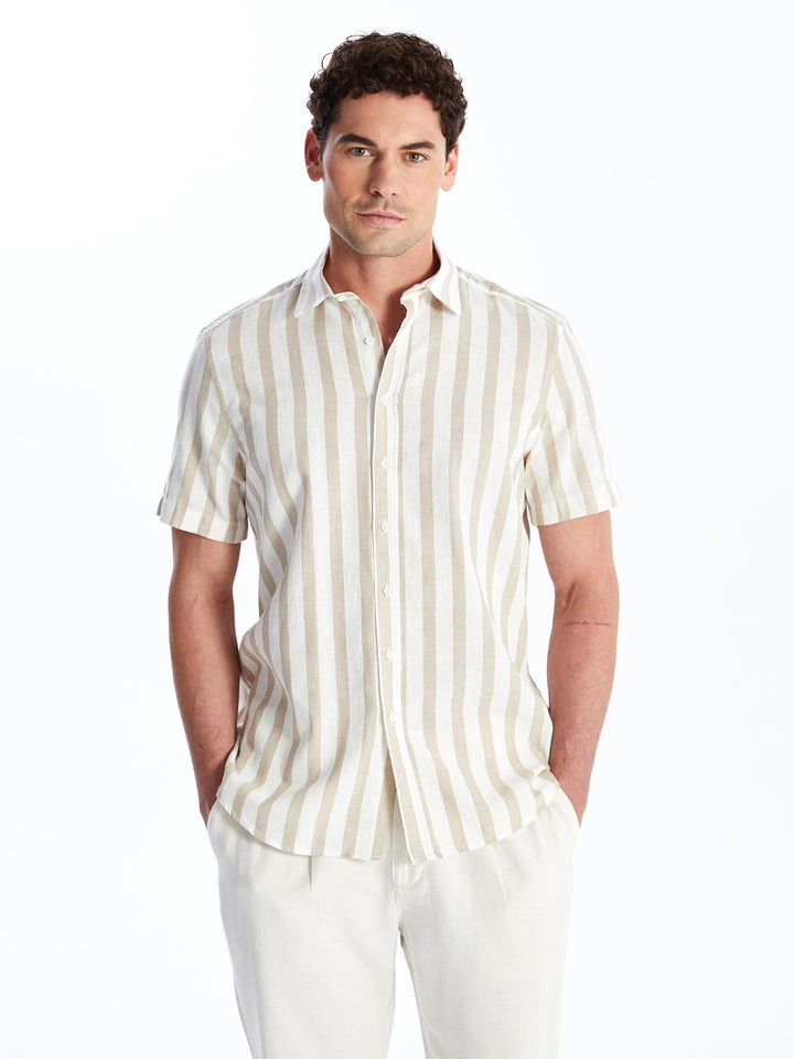 LCWAIKIKI Classic Regular Fit Short Sleeve Striped Men Shirt