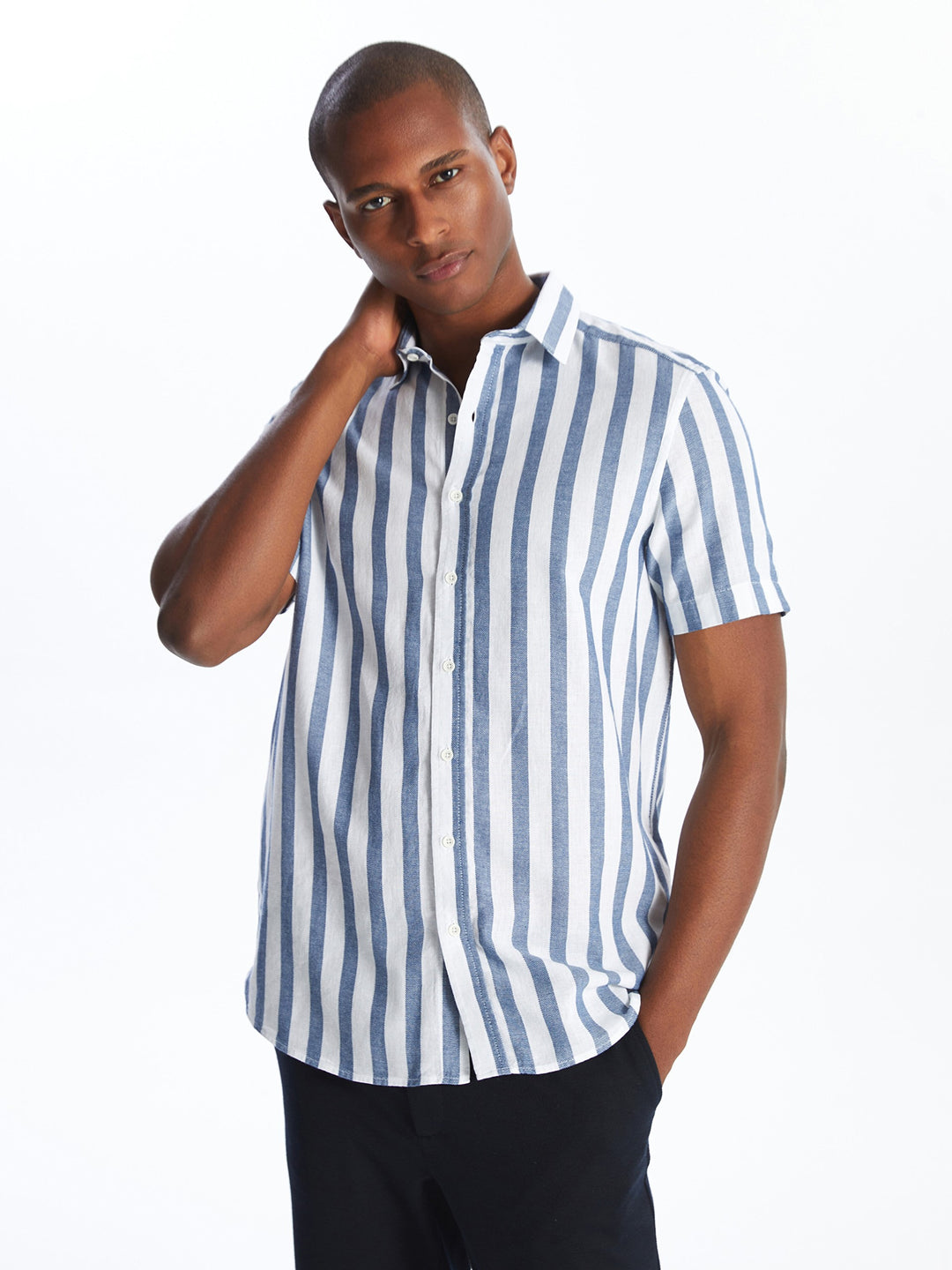 LCWAIKIKI Classic Regular Fit Short Sleeve Striped Men Shirt