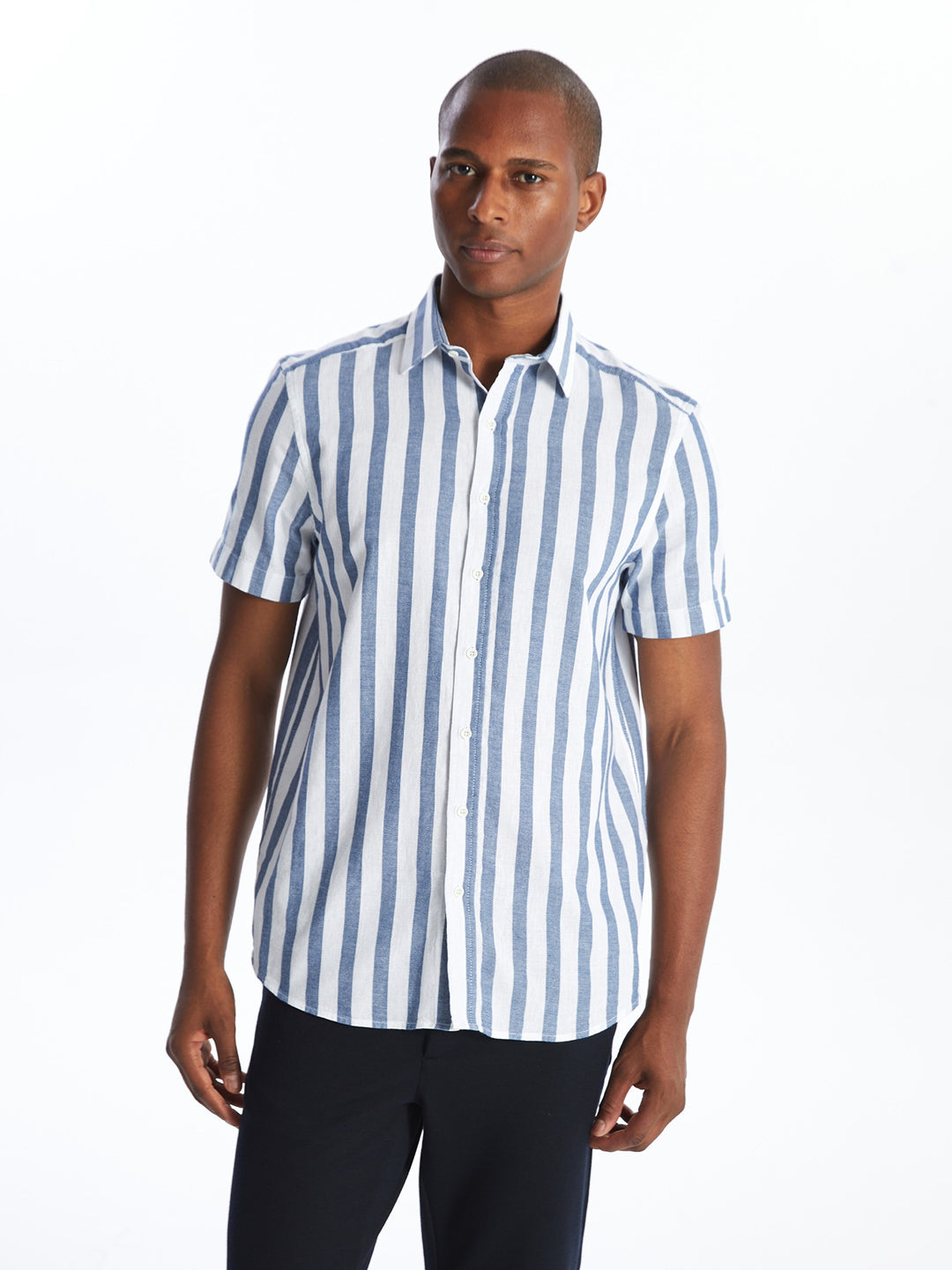 LCWAIKIKI Classic Regular Fit Short Sleeve Striped Men Shirt