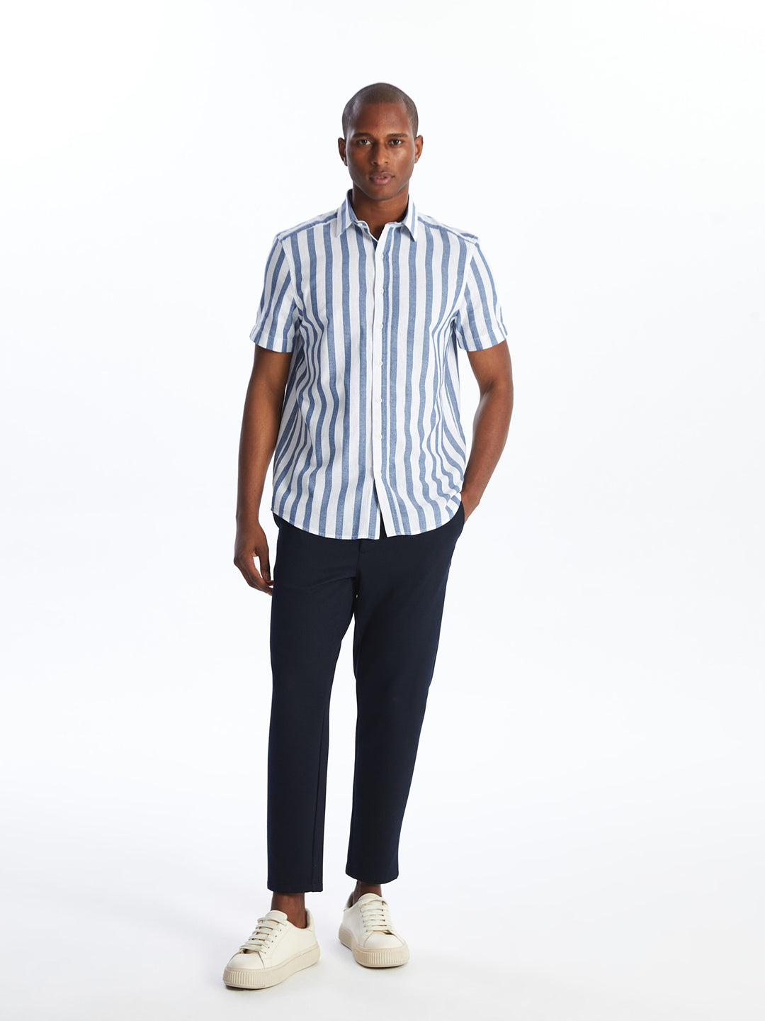 LCWAIKIKI Classic Regular Fit Short Sleeve Striped Men Shirt