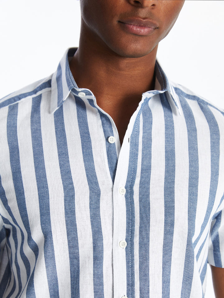 LCWAIKIKI Classic Regular Fit Short Sleeve Striped Men Shirt