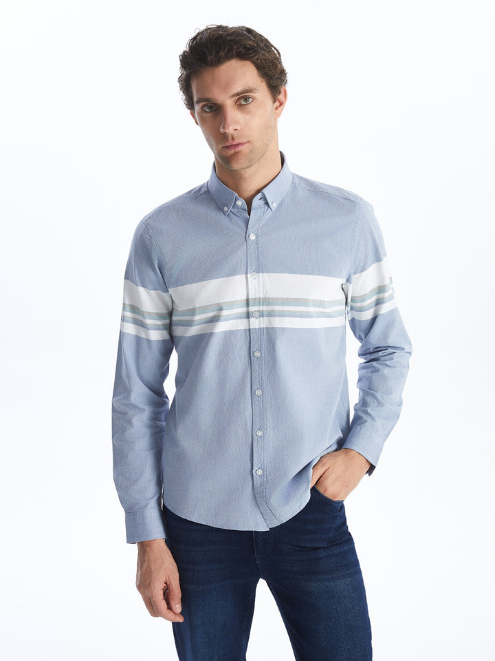 Regular Fit Long Sleeve Striped Men Shirt