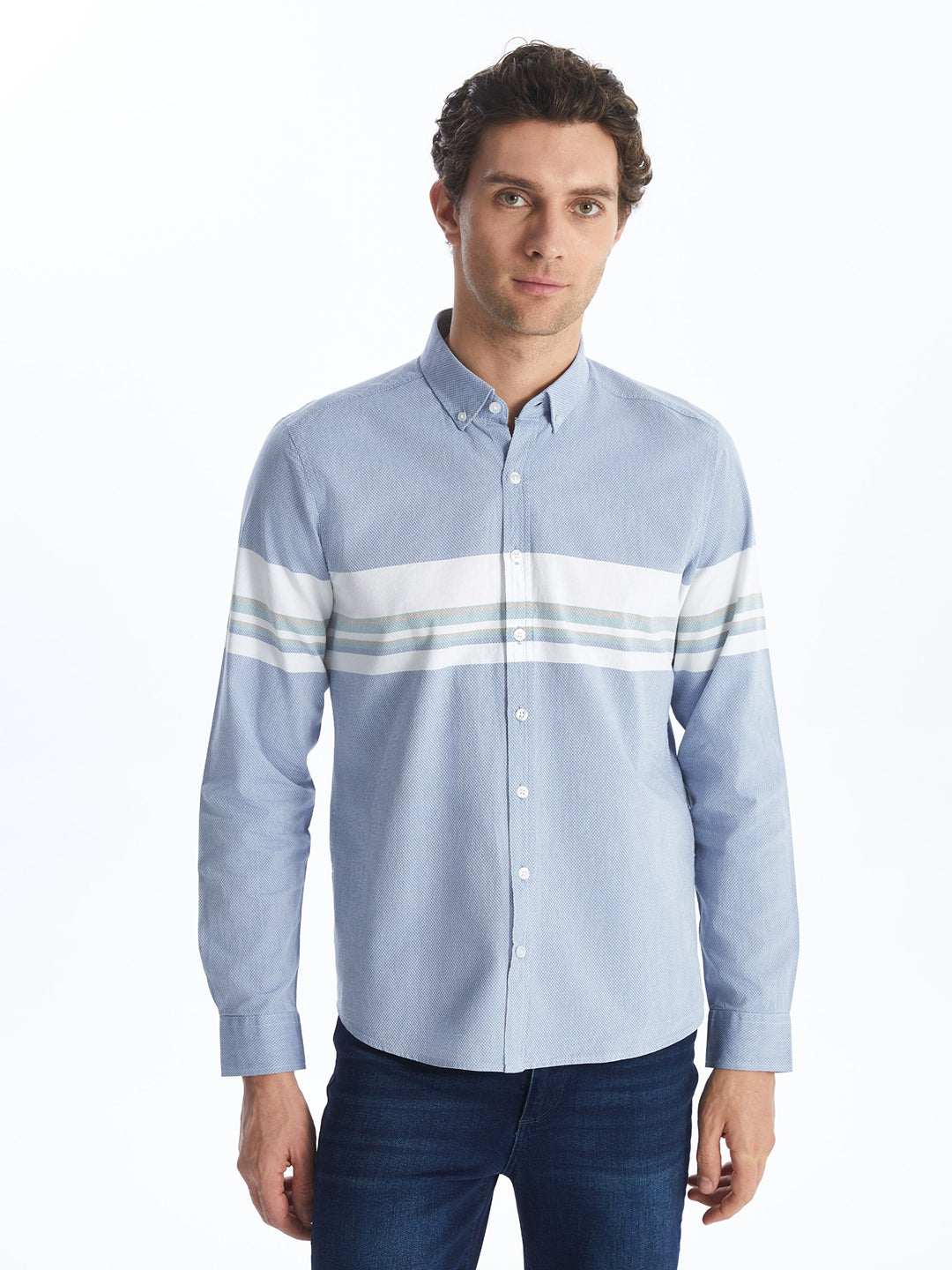 Regular Fit Long Sleeve Striped Men Shirt