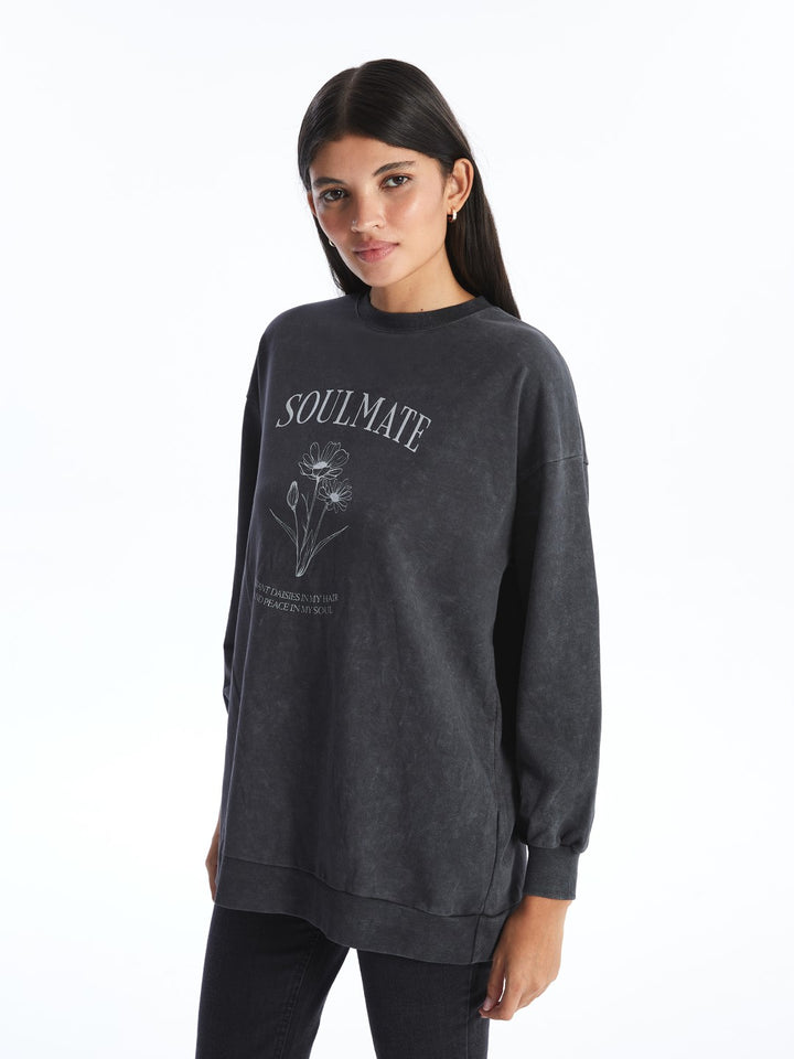 LCW Modest

Anthracite Crew Neck Printed Women's Sweatshirt Tunic