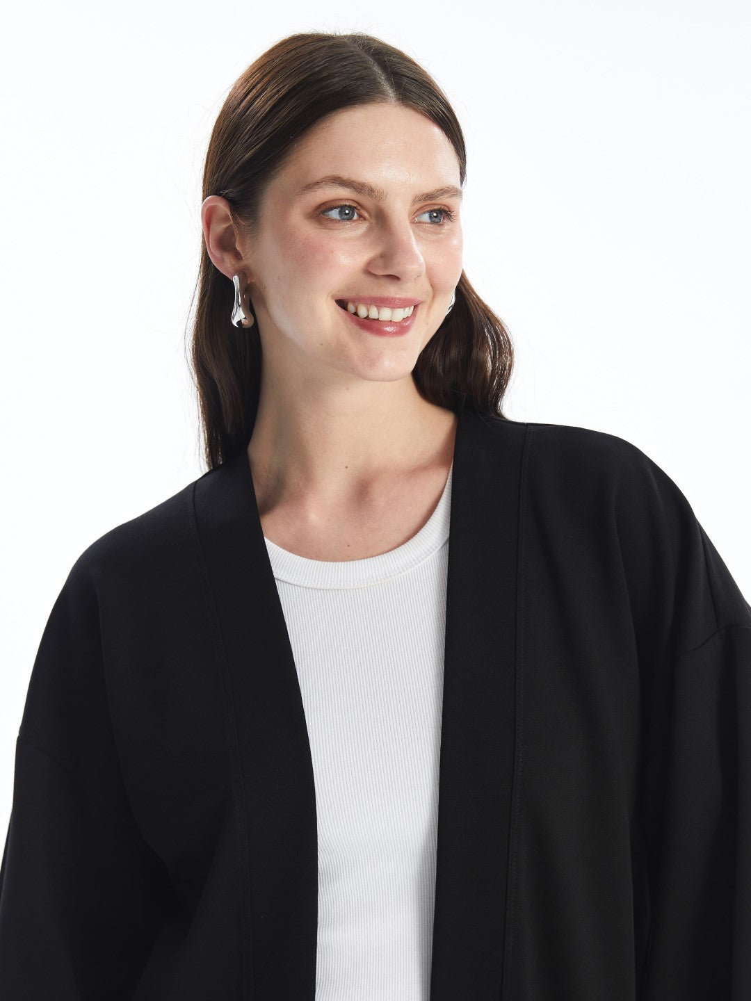 LCWAIKIKI Basic

New Black Shawl Collar Plain Oversize Women's Cardigan